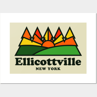 Ellicottville NY New York Retro Vintage Mountains Posters and Art